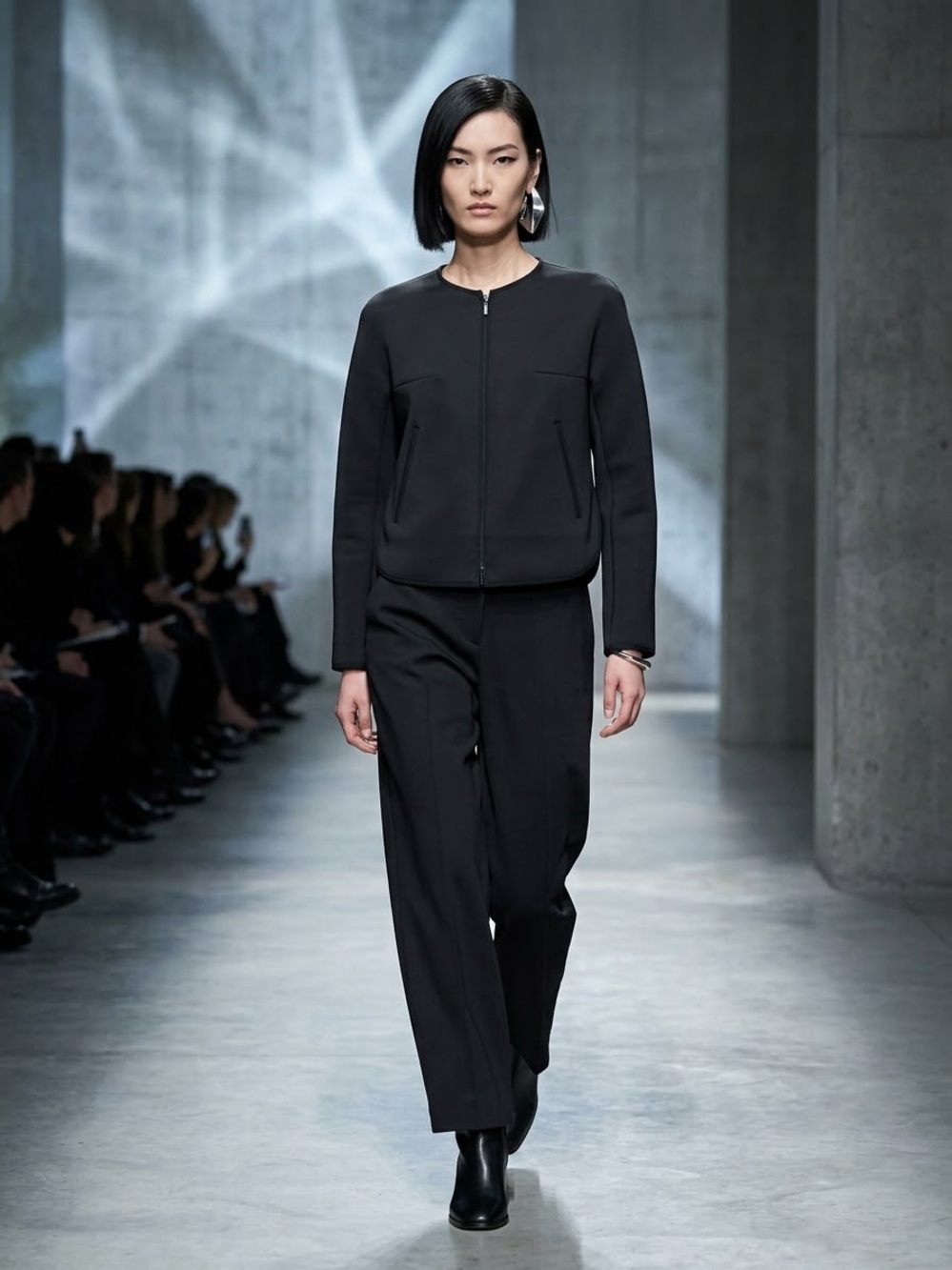 Armani Collezioni Black Scuba Bomber Jacket